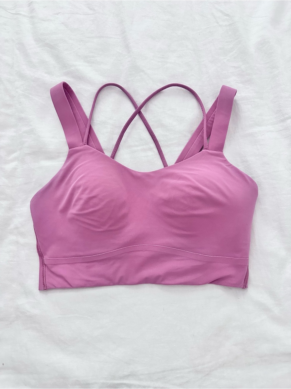 Lululemon Like a Cloud Longline Bra Pink Strappy Back Size 6